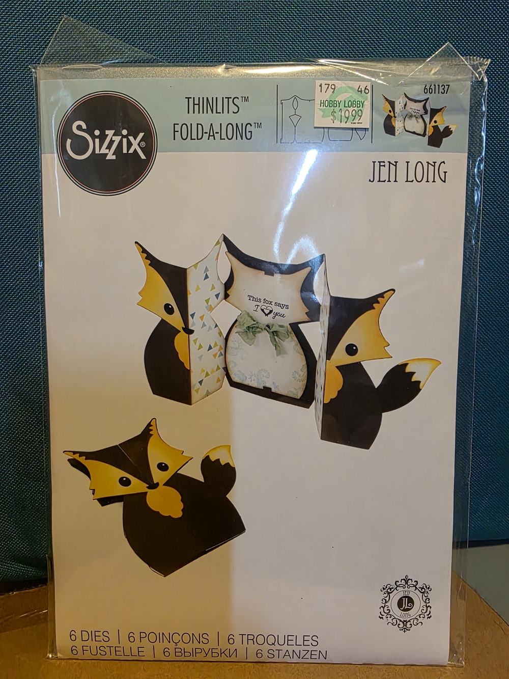 Ellison Fox Fold-A-Long Die Template - Teal & White